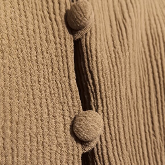 Lili Butler Long Silk Beige Ribbed Long Sleeve Blouse Size Small - Picture 7 of 8